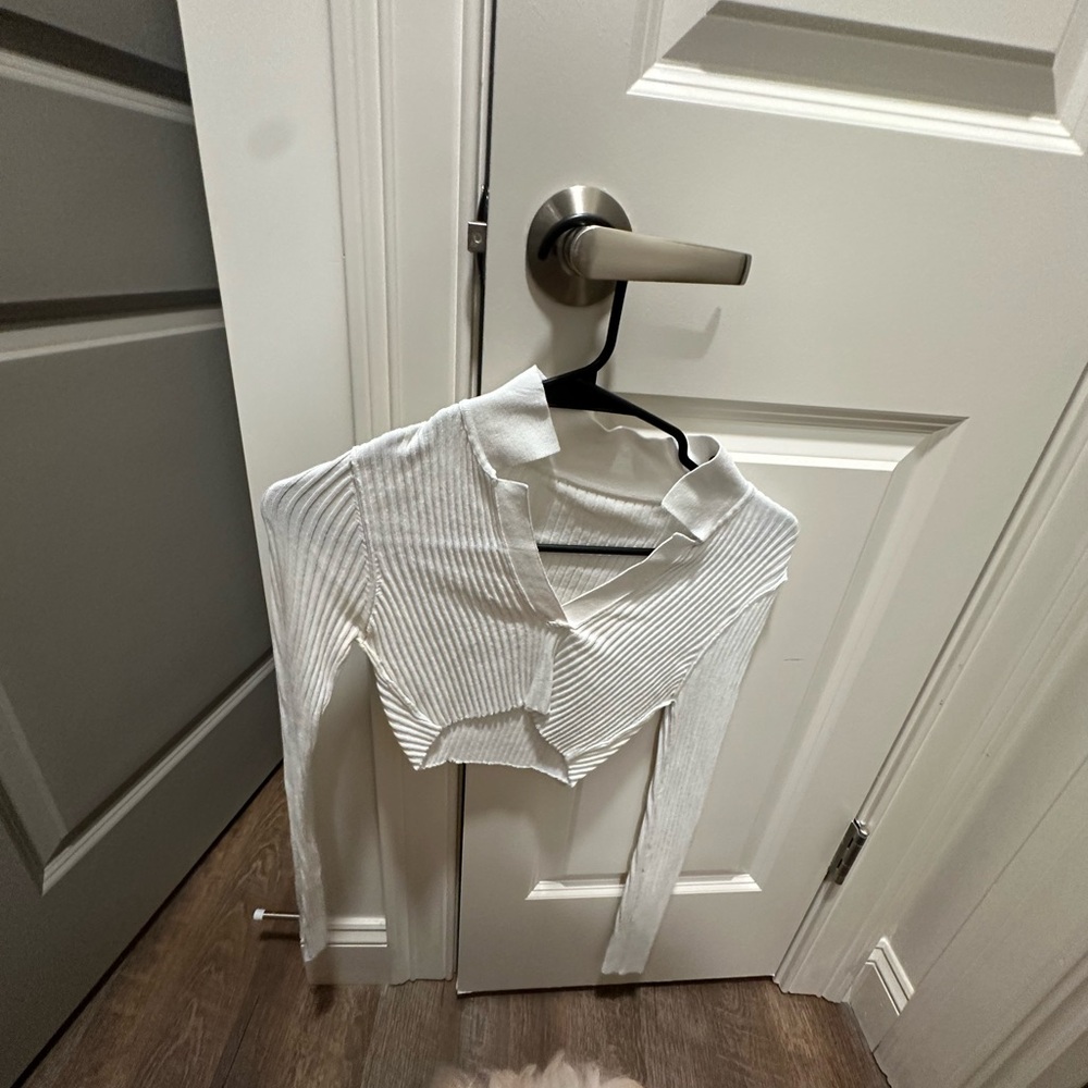 White Ribbed Women's Top